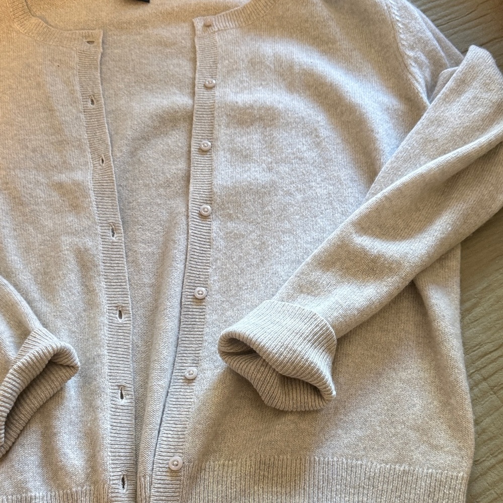 Lord & Taylor Soft Gray Button-Up Cardigan - Picture 4 of 6